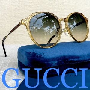 GUCCI 57mm round GOLD GLITTER sunglasses